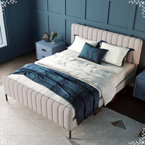 KnSam Letto matrimoniale imbottito 180 x 200 cm, struttura letto con rete a doghe e testiera regolabile, letto imbottito in beige, telaio letto per ragazzi per camera da letto, camera degli ospiti, : Amazon.it: Casa e cucina