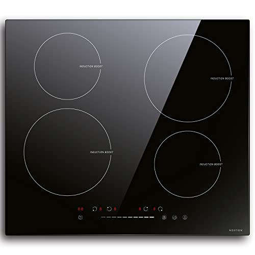 NOXTON 4 fuochi Piano cottura a induzione elettrico Domino da incasso, in vetro nero da 60 cm, con controllo del cursore del sensore Sicurezza bambini Blocco per 220 V 240 V : Amazon.it: Grandi elettrodomestici
