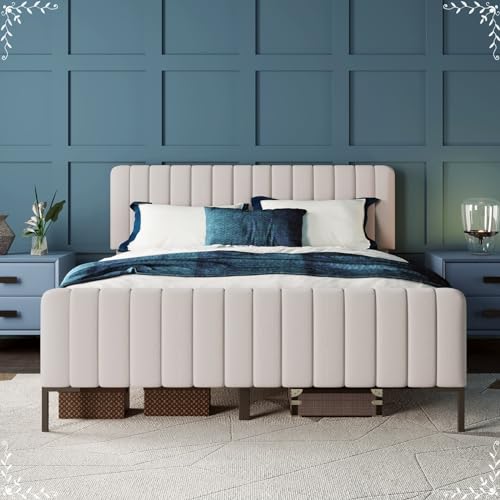 KnSam Letto matrimoniale imbottito 180 x 200 cm, struttura letto con rete a doghe e testiera regolabile, letto imbottito in beige, telaio letto per ragazzi per camera da letto, camera degli ospiti, : Amazon.it: Casa e cucina