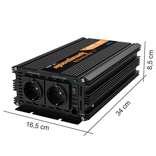 EDECOA Power Inverter Onda Sinusoidale Pura 1500w 3000w Trasformatore di Tensione Convertitore DC 12v in AC 220v AC 230v AC 240v Invertitore di Potenza (2500w12v) : Amazon.it: Auto e Moto