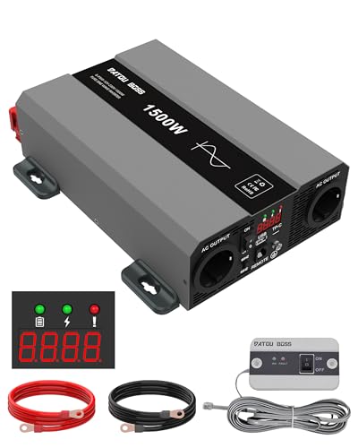 DATOUBOSS Inverter 12v 220v/230v Onda Pura 1500W/3000W, Inverter 1500W Onda Pura, Convertitore 12v 220v 1500w, Con 2 Prese EU, Uscita USB/USB C e Display LCD, Per Camper, Camion, Casa (SAK 12v1500w) : Amazon.it: Elettronica